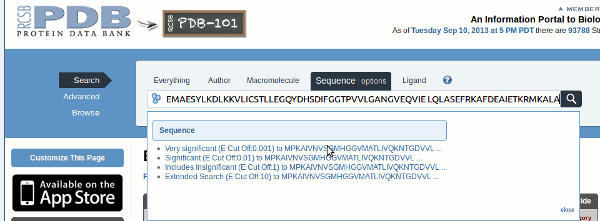top of RSCB PDB page
