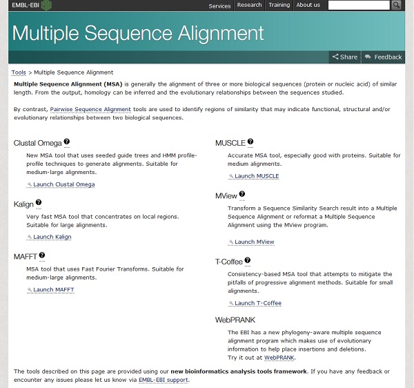 EBI Multiple Sequence Alignment page