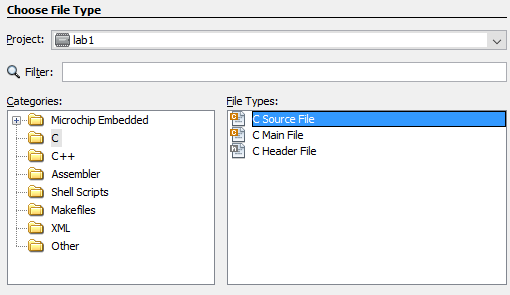 Creating a blank C source file.