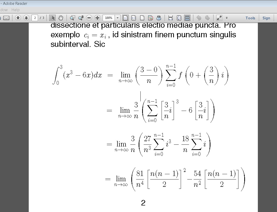 Image of the output large print PDF document, the equations have been reflowed to fit the page width.