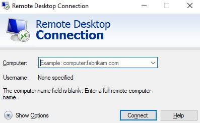 Remote Desktop Machine Name.