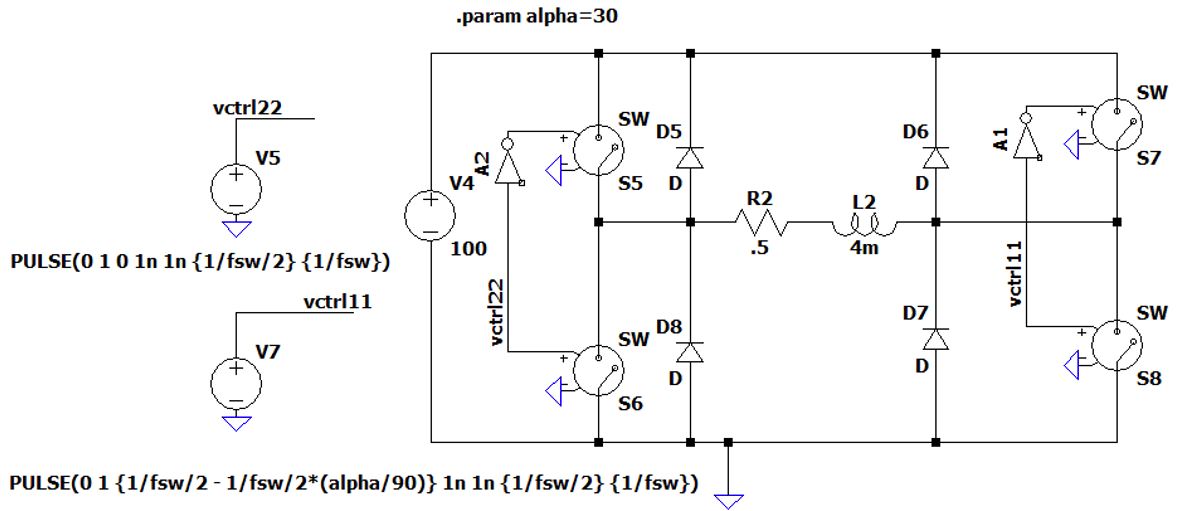 Phase Shift Control LTspice schematic.