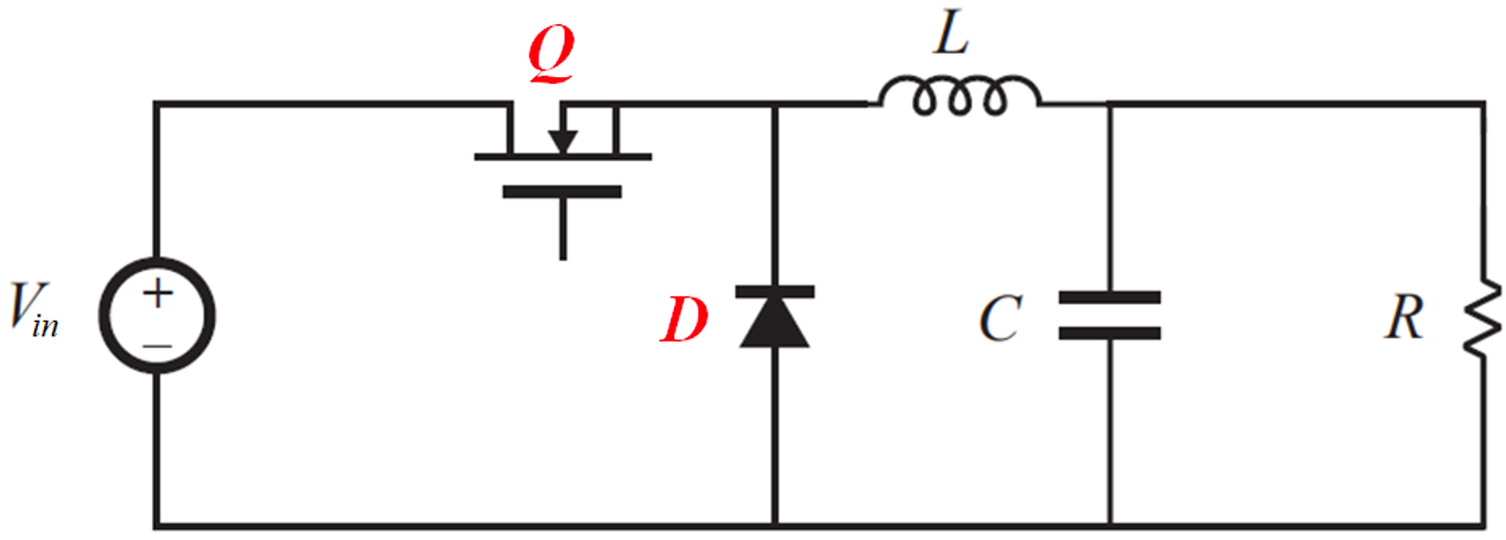 Basic buck converter circuit diagram.