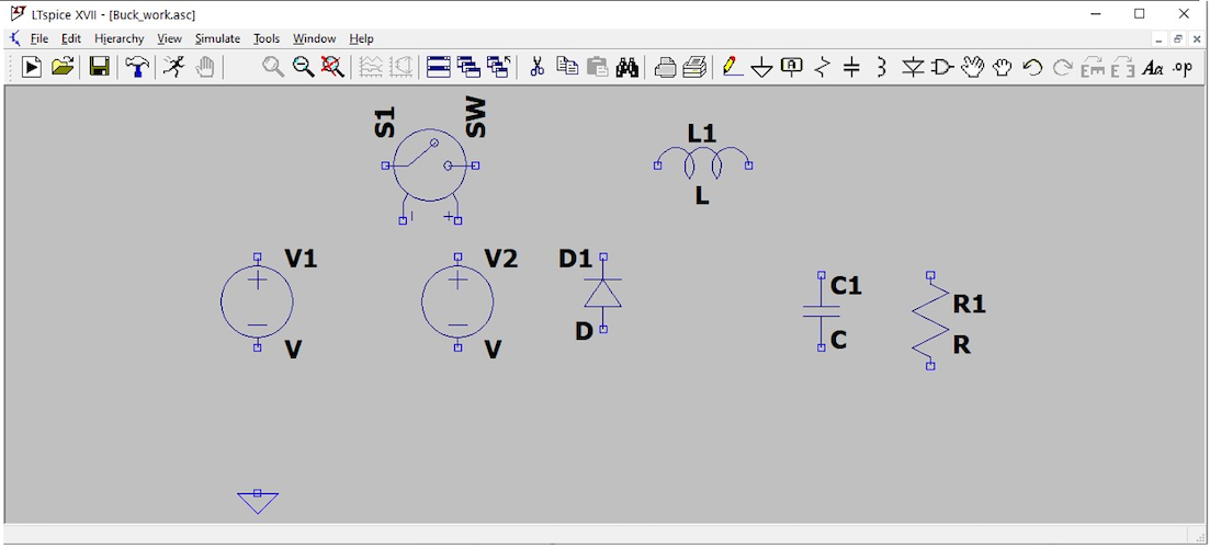 Buck converter LTspice schematic.