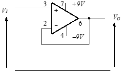 Voltage follower amplifier configuration.