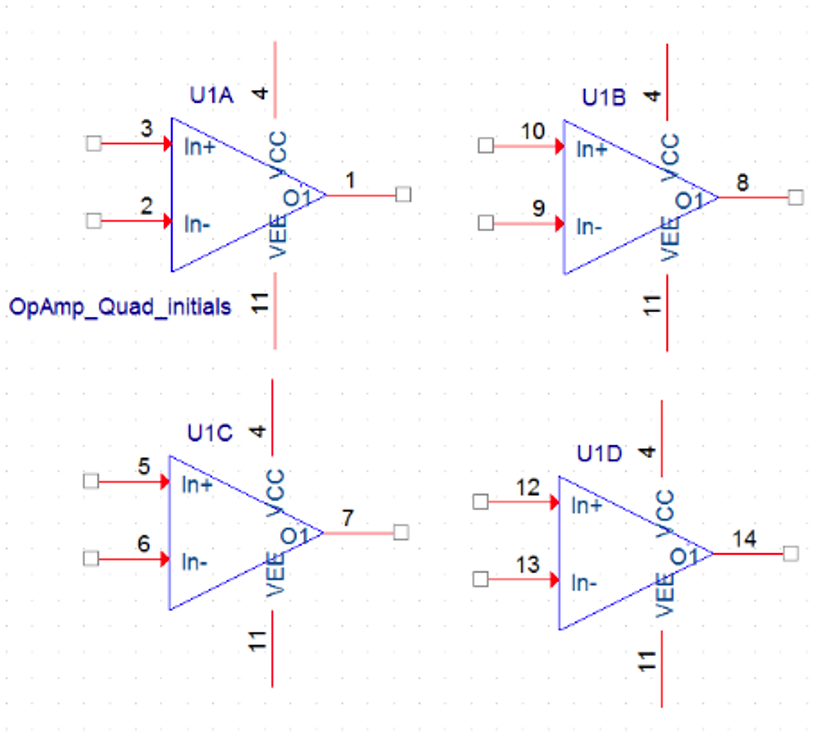 Quad Amplifier Schematic in a Circuit Diagram.