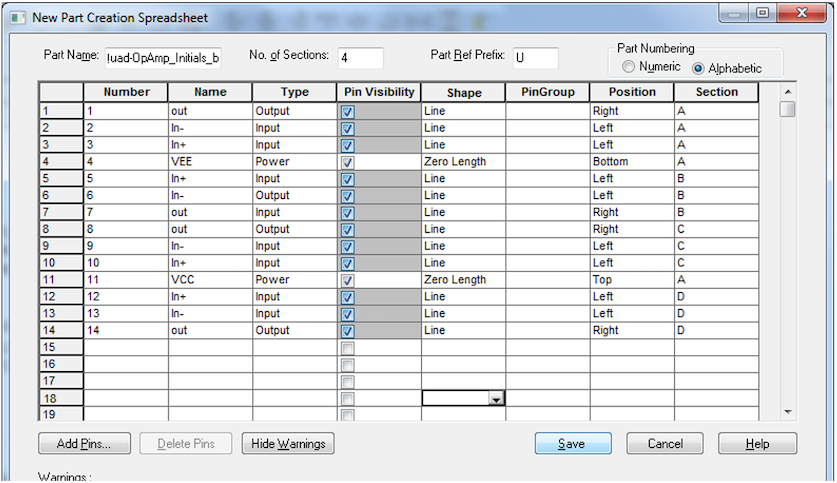 Creating Part Schematics using a Spreadsheet.