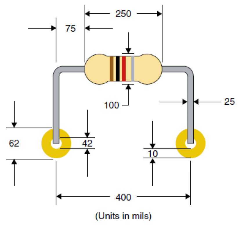 Datasheet Snapshot that Describes Dimensions of a Through-Hole Resistor.