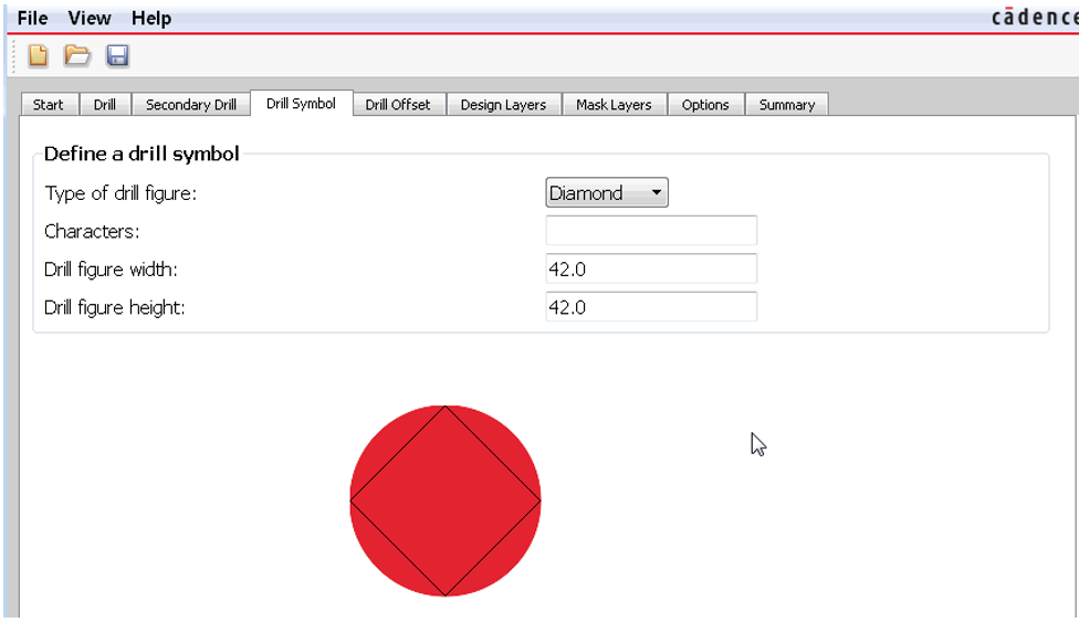 Setting Drill Symbol and Drill Symbol Size.