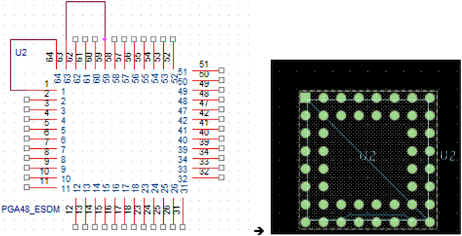 Schematic Circuit and it's Corresponding Netlisted Circuit in PCB Editor Environment.