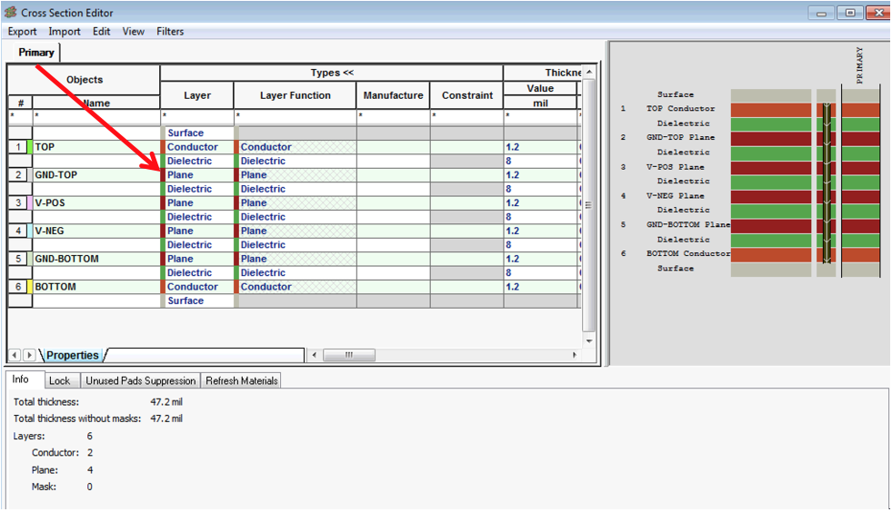 Cross Section Editor Window.