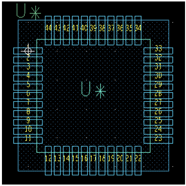 44-pin QFP Footprint Layout.