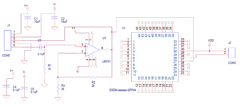 Analogue to Digital Conversion by Microcontroller (The Symbol Names for Op-Amp and Microcontroller Should Match Your Initials).