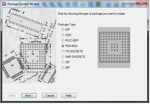 Select a Package from the List of Standard Footprints.