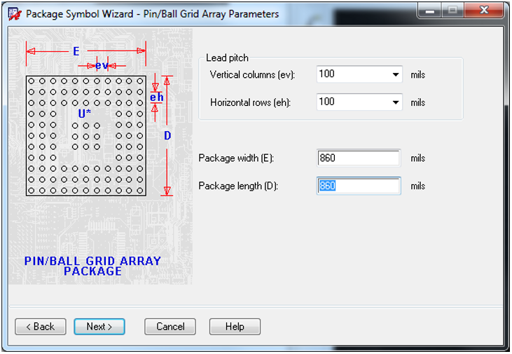 Setting up the Array Parameters.