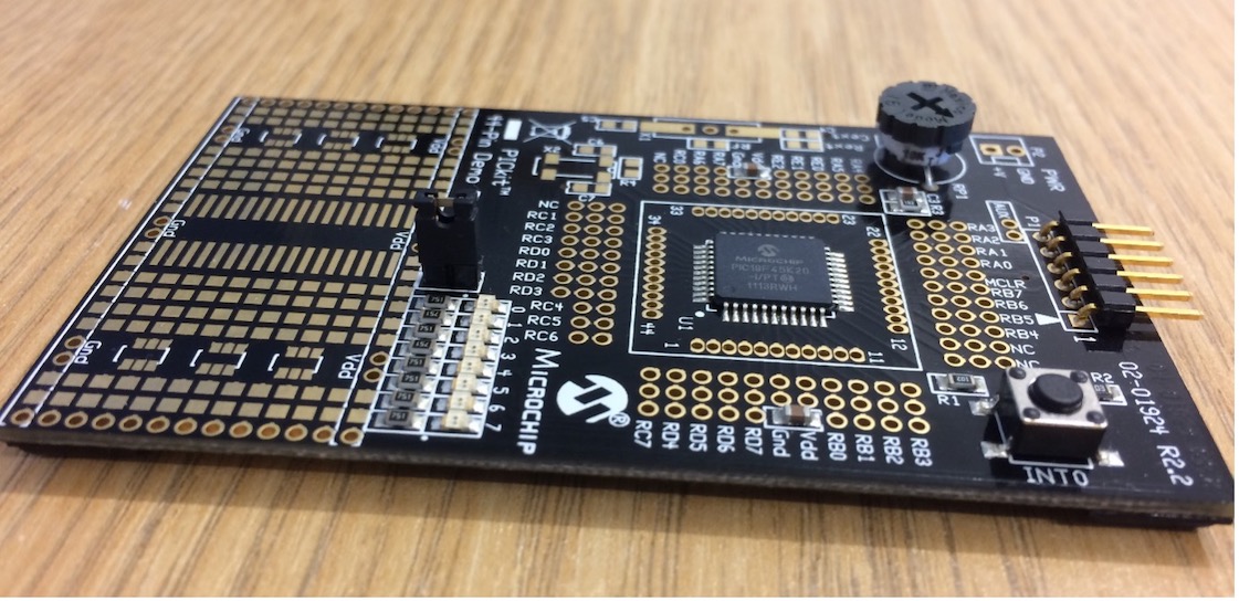 A Microchip 44-Pin PICkit Demo PCB.