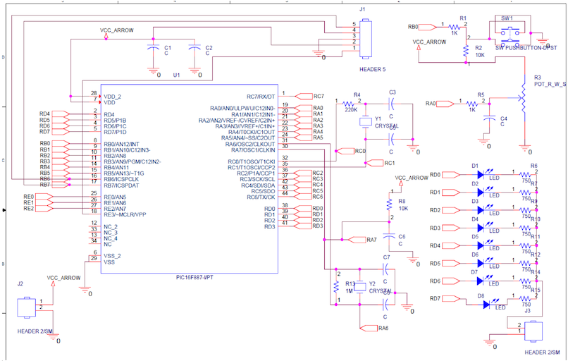 Schematic of the PIC Microcontroller Test Platform.