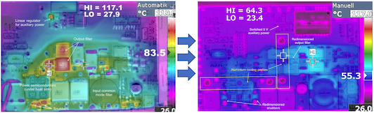 A PCB when Viewed using a Thermal Imaging Camera.