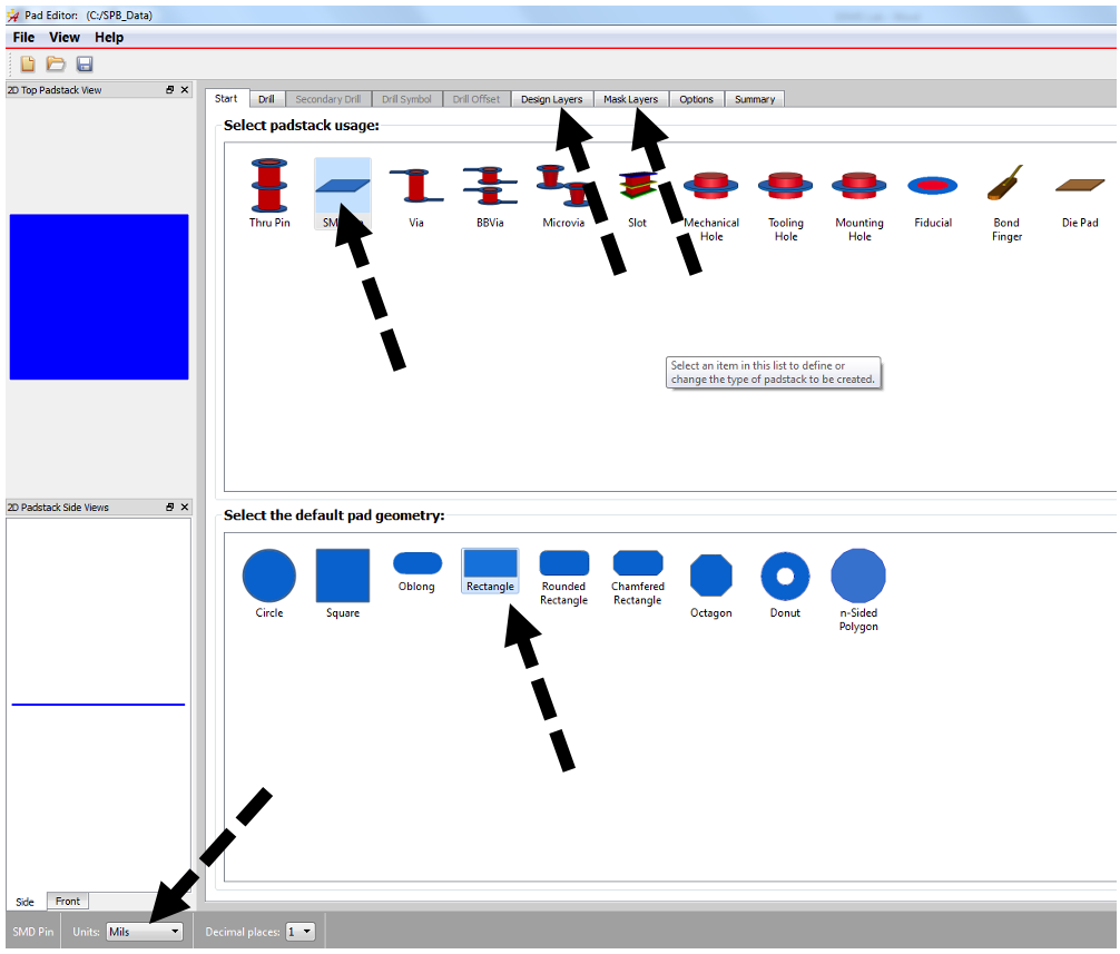 Padstack Editor.