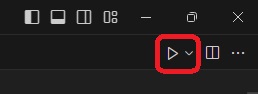 The run button is located at the top right of the editor. Note this button will only appear if you currently have a python file open in the editor, and have the python extension installed and enabled.