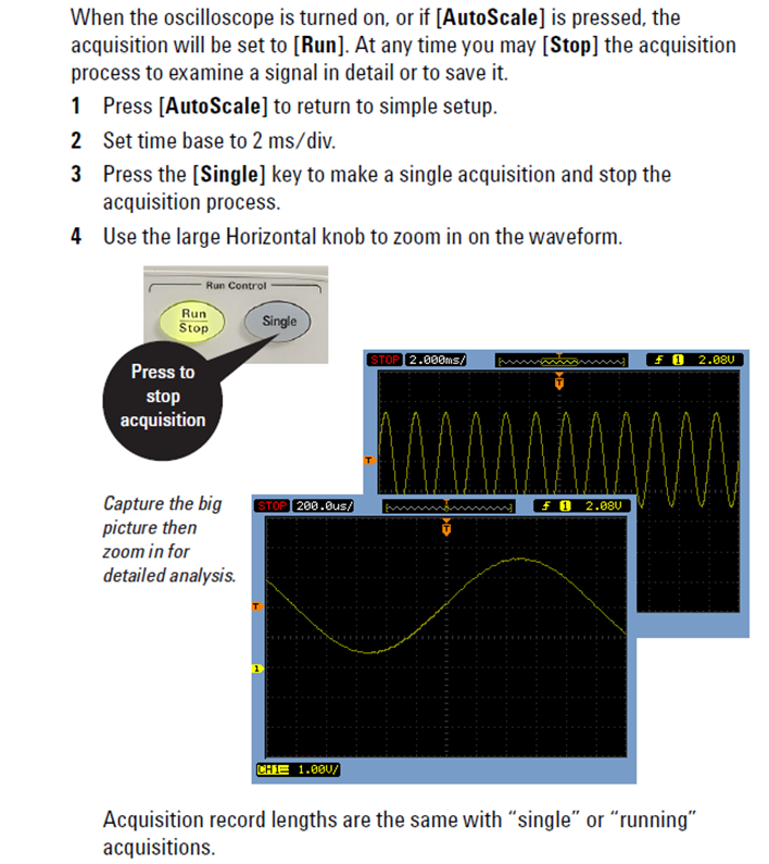 Oscilloscope Run Controls