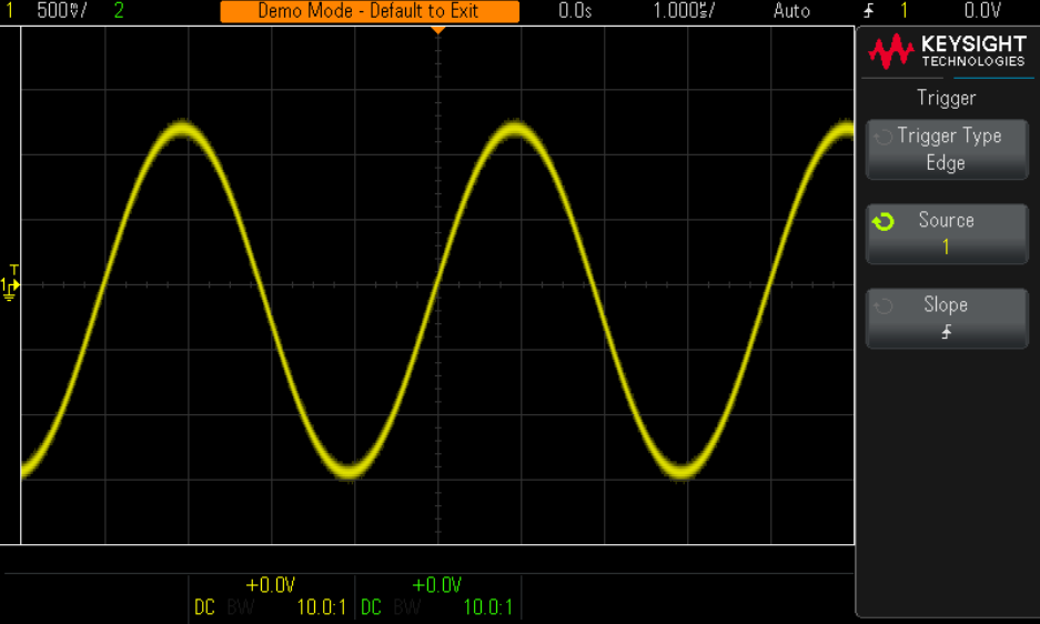 Oscilloscope Trigger Position (yellow arrow indicates trigger position)