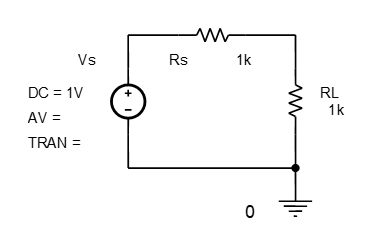 Circuit used to confirm the maximum power theorem.