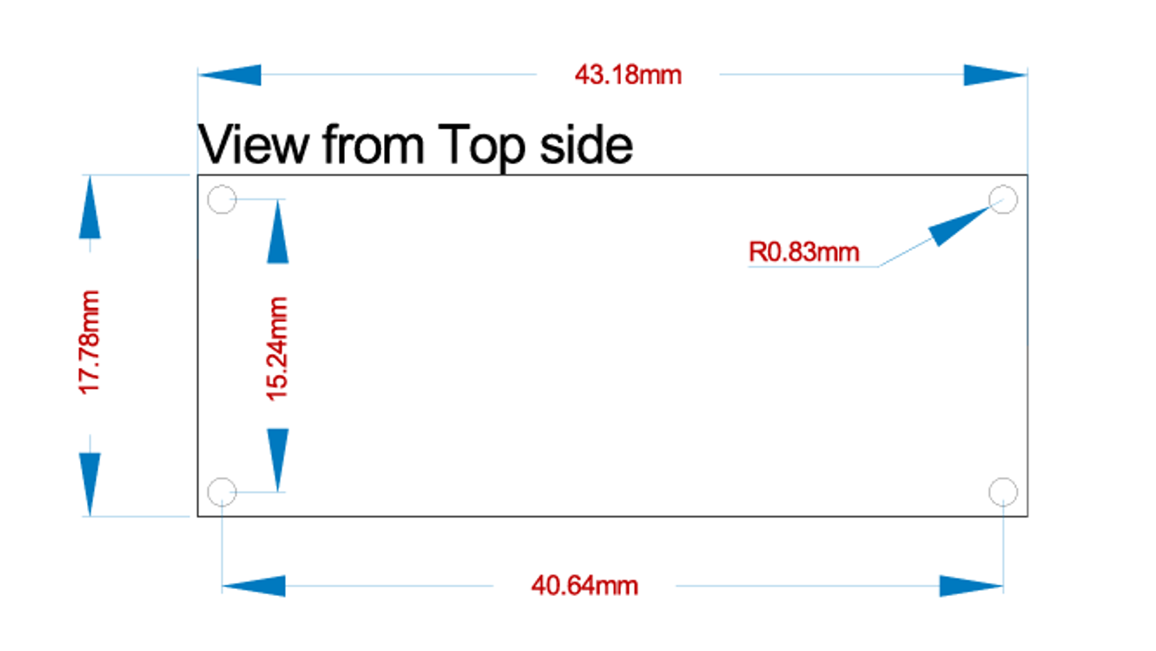 Mechanical view of Arduino Nano ESP32 for mounting.