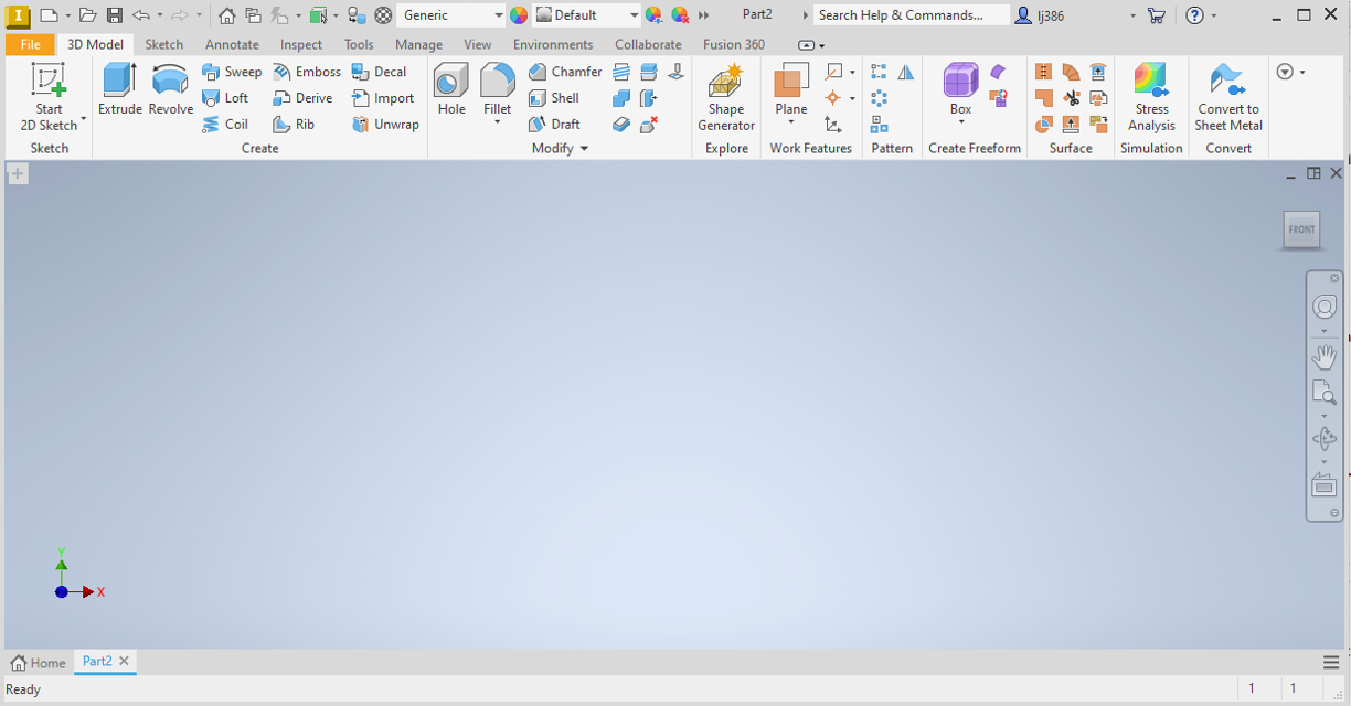 View of a new part file.
