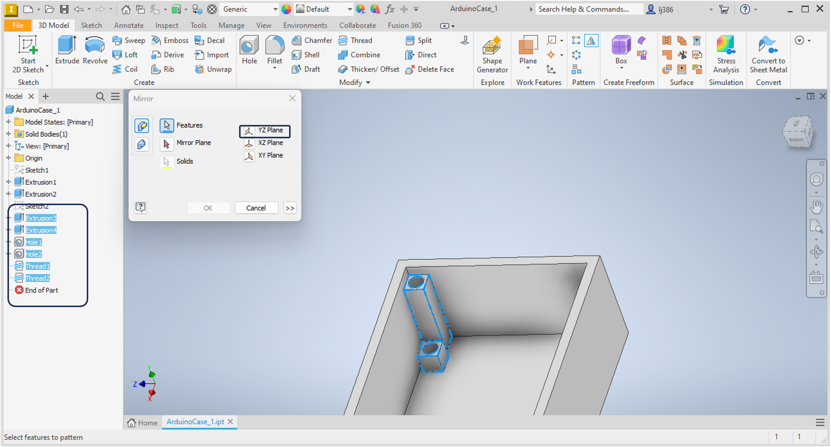 Mirroring mounting features.