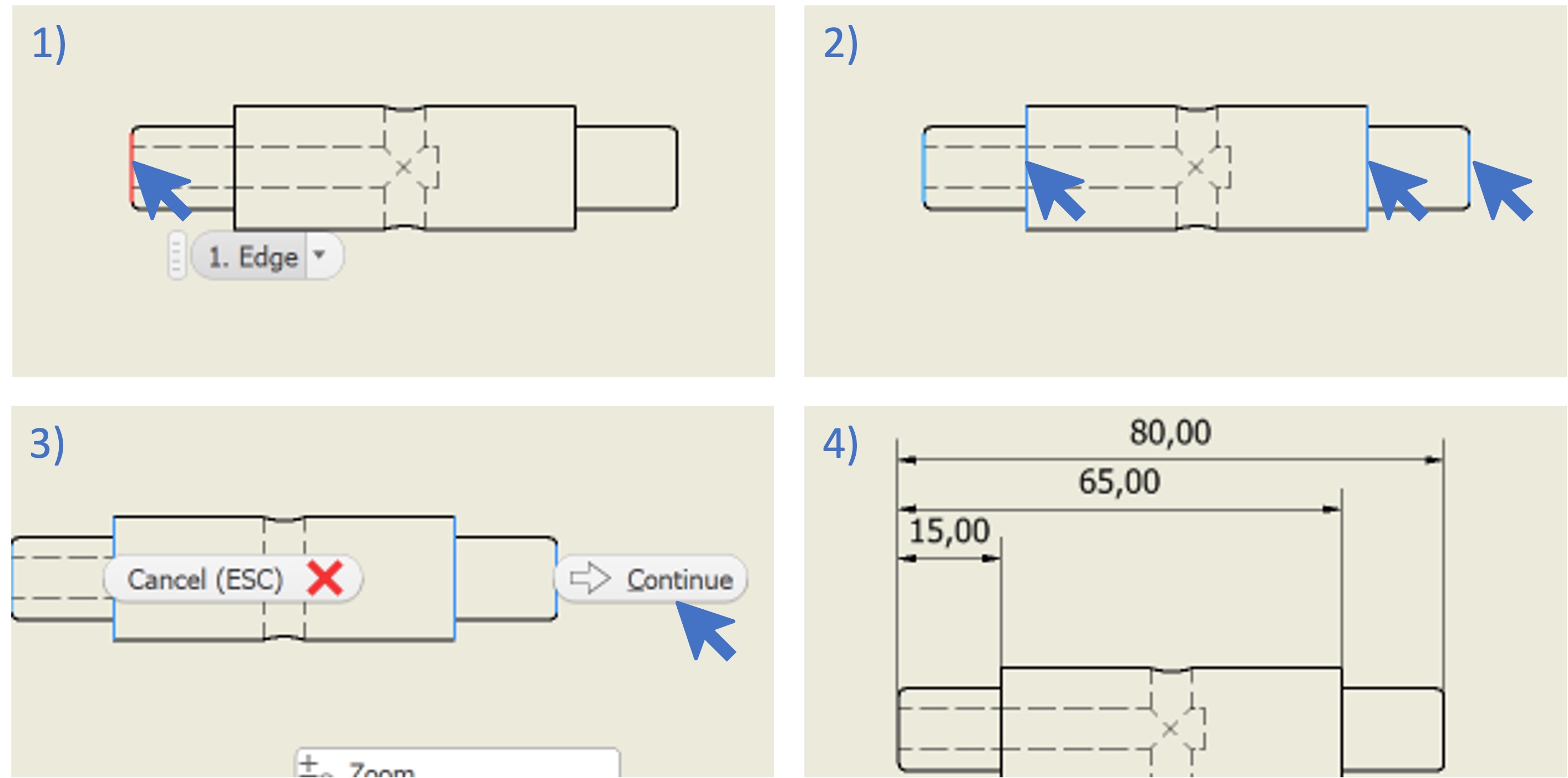 Instructions to add baseline dimensions.