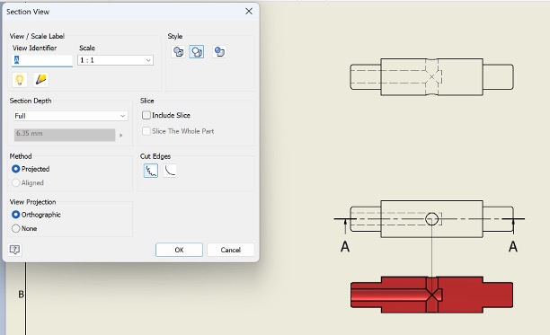 Adding a section view (2/2).