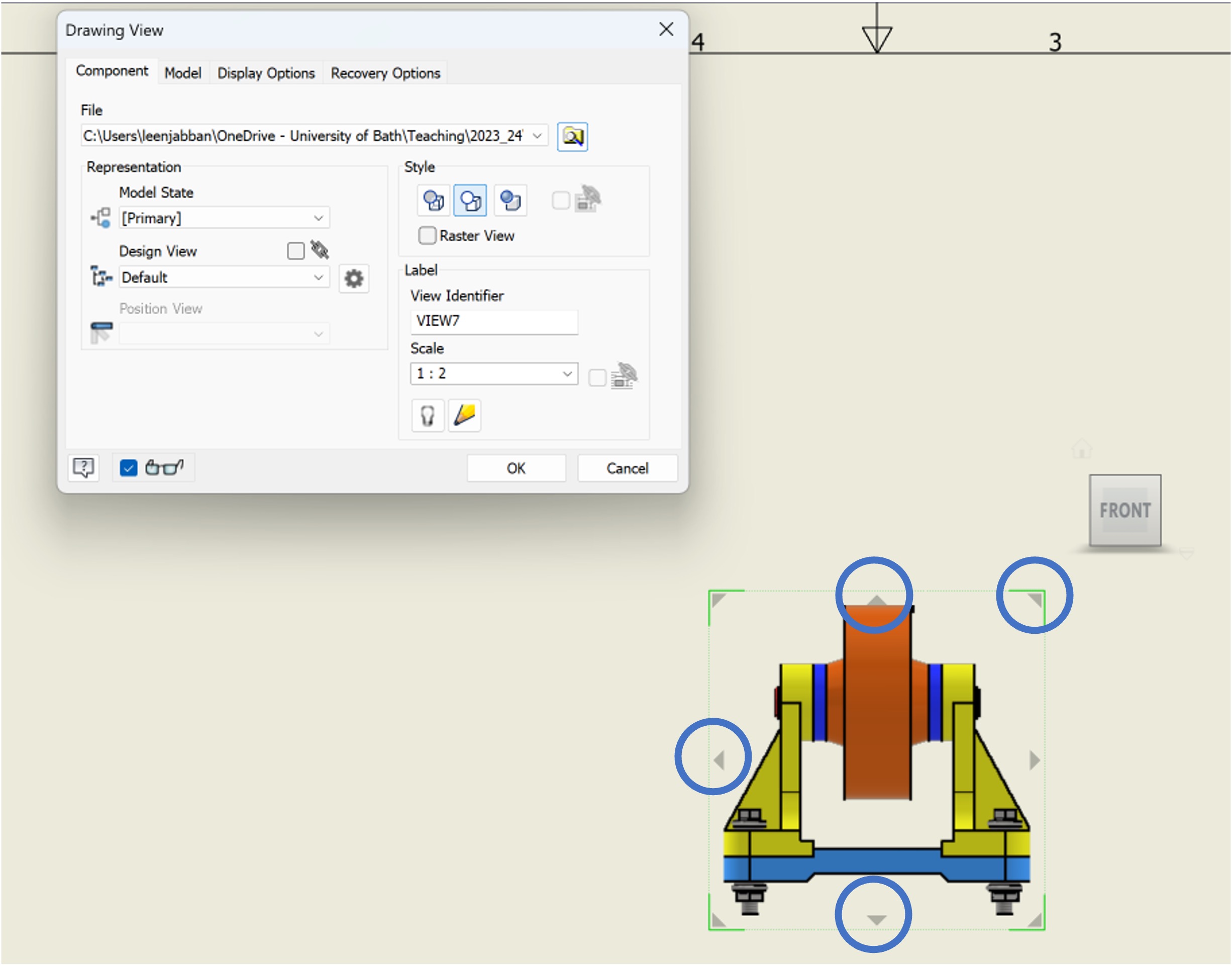 Adding the drawing views of the roller assembly (2/2).