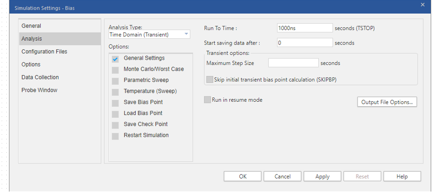 Configuring Simulation Profile.