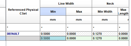 Changing Minimum Line Width Constraint.